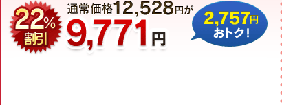 22%割引  通常価格12,528円が9,771円  2,757円おトク!