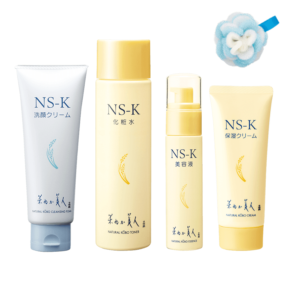 NS-K 4品セット: 自然派化粧品|うるおいしっとり日本酒・米ぬか自然派